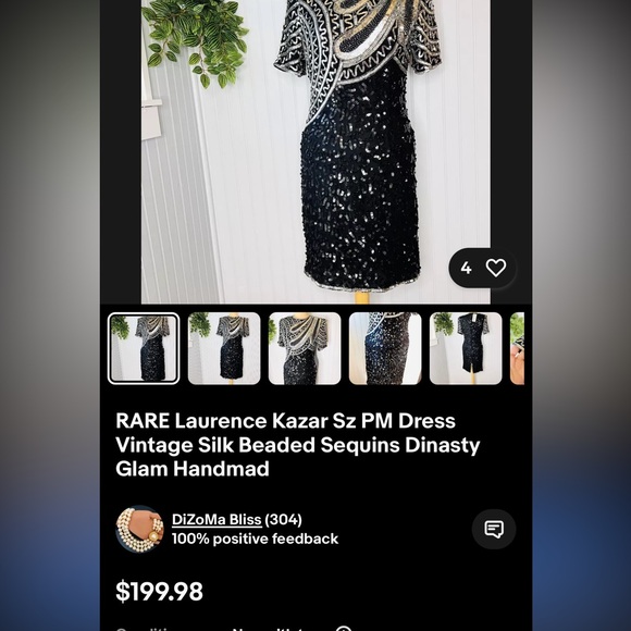 Stunning and elegant rare Lawrence Kazar cocktail dress - Picture 10 of 10